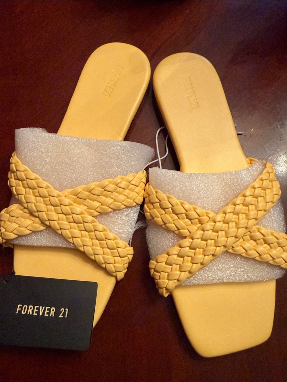 Forever 21 Braided Yellow Slide Mules